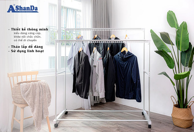 Giàn phơi quần áo di động - Gia Công Cơ Khí AShanDa - Công Ty TNHH Một Thành Viên Sơn Đan